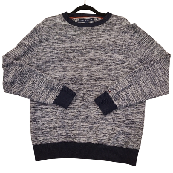 Tommy Hilfiger Knit Sweater Men's Large Gray & Black Long Sleeve - Picture 1 of 7